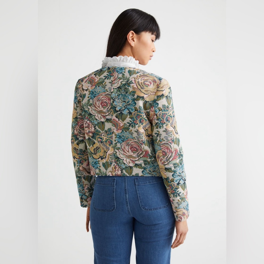 &Other Stories Fitted Jacquard Floral Vintage Cropped Suit Jacket - NWT - Picture 4 of 15